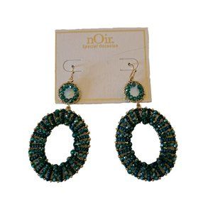 NWT Noir Green Beadery Loop Earrings
